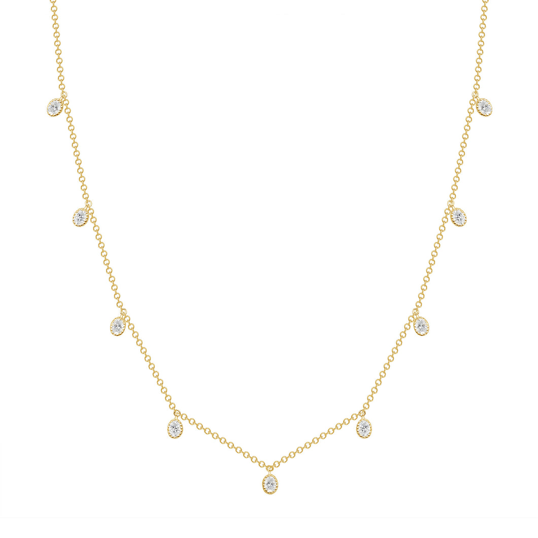 14K Diamond Bezel Fringe Necklace/Choker ABN-163_D