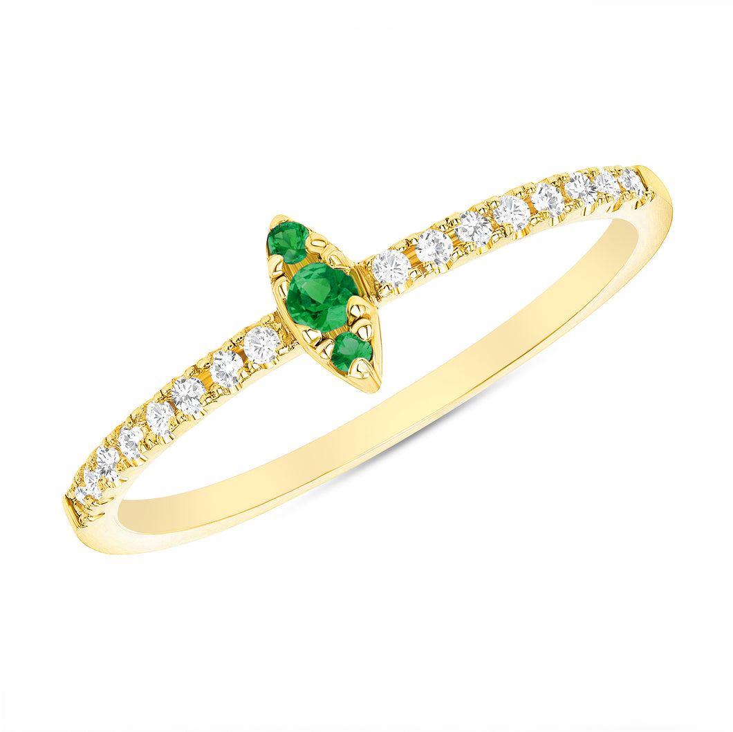 14K Diamond & Emerald Stackable Ring  ABB-123V1-EMD