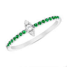 Load image into Gallery viewer, 14K Diamond &amp; Emerald Stackable Ring  ABB-123V2-EMD
