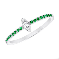 14K Diamond & Emerald Stackable Ring  ABB-123V2-EMD