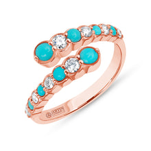 Load image into Gallery viewer, 14K Yellow Gold Alternate Diamond &amp; Turquoise Bezel Bypass Ring Band ABB-619V1Y-TQD

