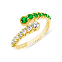 Load image into Gallery viewer, 14K Yellow Gold Diamond &amp; Emerald Bezel Bypass Ring Band ABB-619V2Y-EMD
