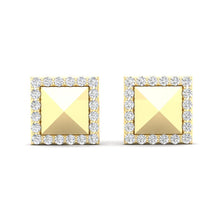 Load image into Gallery viewer, 14K White Gold Modern Square Pyramid Matt Finishing Studs Diamond Earring ABE-123Y-D
