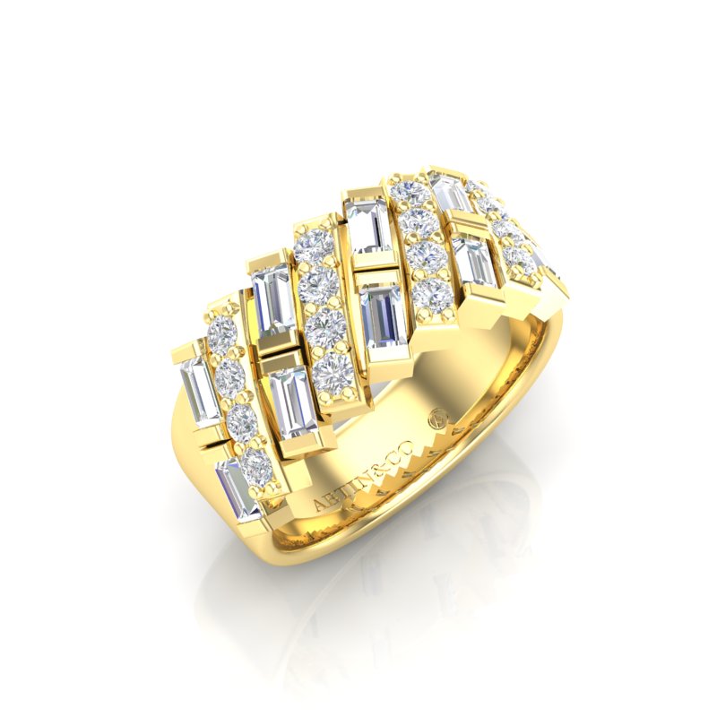 14k Round & Baguette Diamond ring/Wedding Band