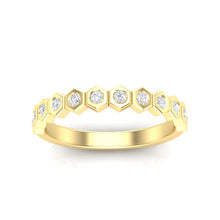 Load image into Gallery viewer, 14k Gold Honeycomb Diamond stackable Ring /Wedding Band
