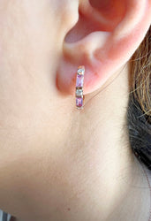 14K Pink Sapphire & Diamond Huggie Earrings ABE-110/2-PSD