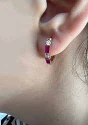 14K Ruby & Diamond Huggie Earrings ABE-110/2-RUD