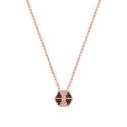 14k Hexagon Diamond & Black Diamond Necklace ABP-166V1R-BDD