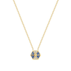 14k Hexagon Diamond & Pink Sapphire Necklace ABP-166V1Y-BSD
