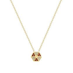 14k Hexagon Diamond & Ruby Necklace ABP-166V2Y-RUD