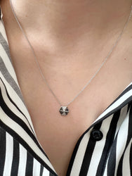 14k Hexagon Diamond & Black diamond Necklace ABP-166V1W-BDD