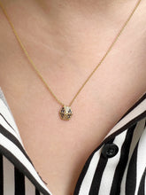 Load image into Gallery viewer, 14k Hexagon Diamond &amp; Pink Sapphire Necklace ABP-166V1Y-BSD
