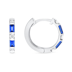 14K Blue Sapphire & Diamond Huggie Earrings ABE-110/2-BSD