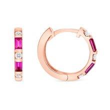 Load image into Gallery viewer, 14K Pink Sapphire &amp; Diamond Huggie Earrings ABE-110/2-PSD
