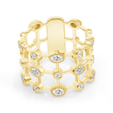 Load image into Gallery viewer, 14K Yellow Gold Multi Shape Diamond Lace Cigar Ring/Band

