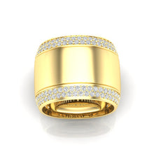 Load image into Gallery viewer, 14K Yellow Gold Classic Wide High Polished Border Cigar Diamond Band Ring
