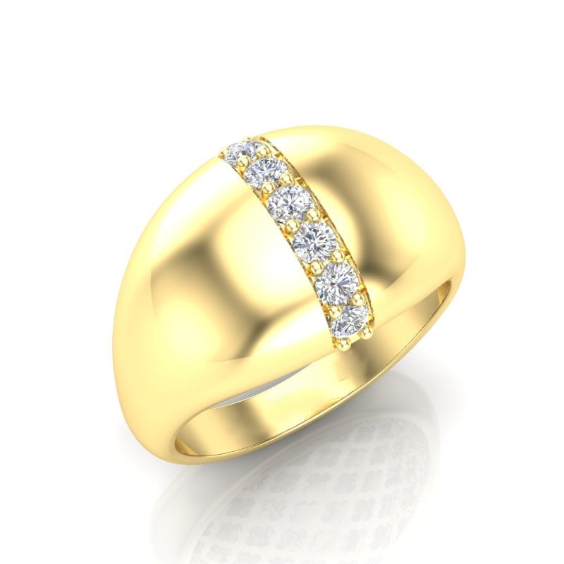 14K Yellow Gold Classic Dome Diamond  Ring