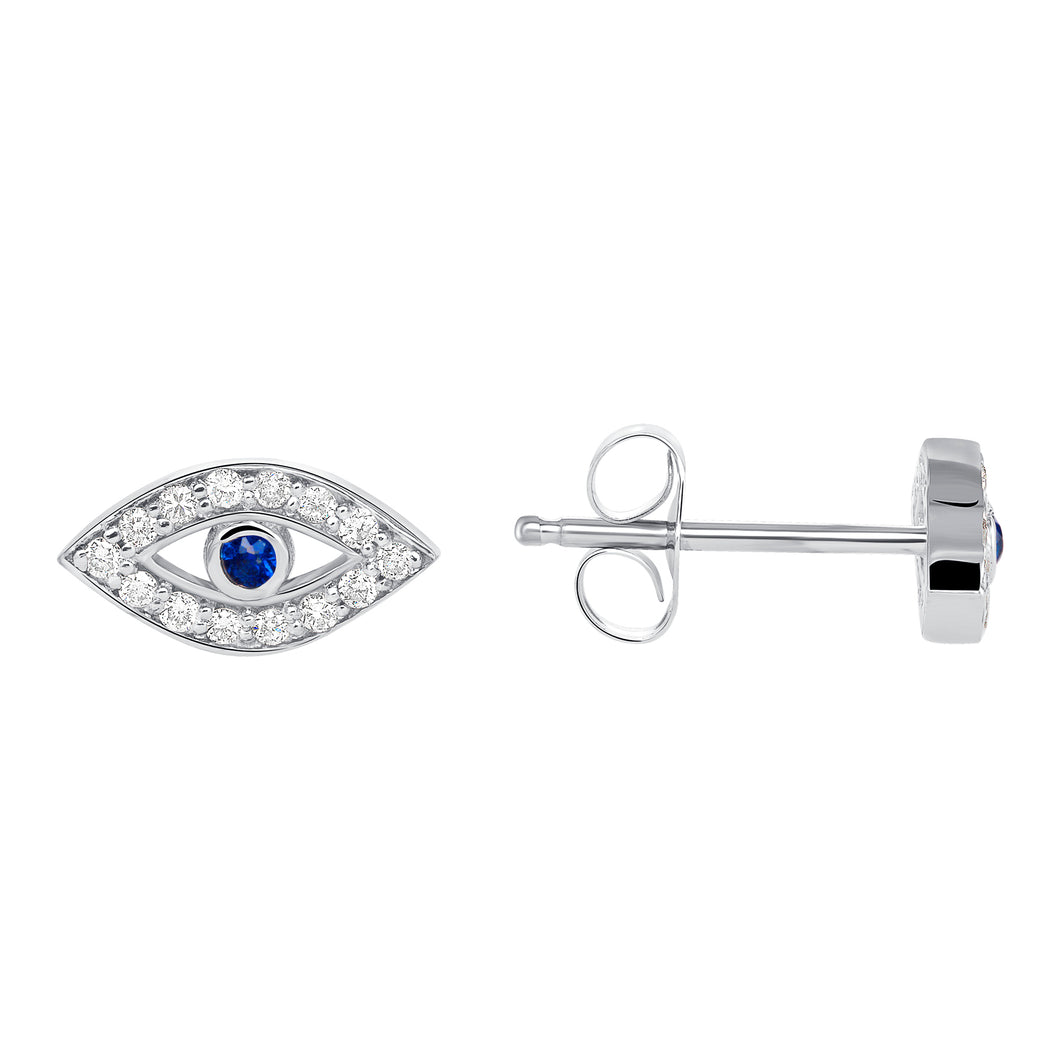 14k Gold/Diamond Evil Eye Earring GGDE-117-BSD,  Earring, Earring, Belarino