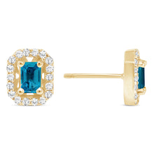 Load image into Gallery viewer, Diamond London Blue Topaz Halo Stud Earrings. GGDE-140.2Y-LBD,  Earring, Earring, Belarino
