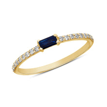 Load image into Gallery viewer, 14K Gold Diamond &amp; Blue Sapphire Bagguette stackable/Minimal Dainty Band. GGDB-107Y-BSD,  Color Stones, Color Stones, Belarino
