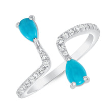 Load image into Gallery viewer, 14K Diamond and Turquoise Bar Fashion Ring. GGDB-306V1-TQD,  Color Stones, Color Stones, Belarino

