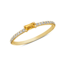 Load image into Gallery viewer, 14K gold Diamond &amp; Yellow Sapphire Baguette stackable Ring/Minimal Dainty Band. GGDB-107Y-YSD,  Color Stones, Color Stones, Belarino
