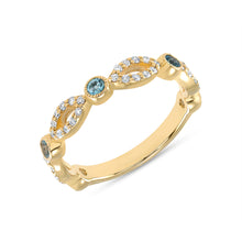 Load image into Gallery viewer, 14K Gold Diamond &amp; Blue Topaz Bead &amp; Eye Ring/Bead &amp; Eye Bezel Set Stacking Ring/Gemstone Stacking Ring GGDB-168Y-BTD,  Color Stones, Color Stones, Belarino
