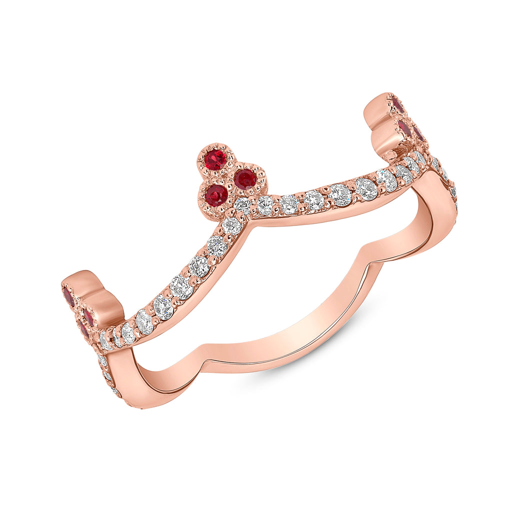 14K Gold Diamond & Pink Sapphire Crown Ring. GGDB-188R-PSDD,  Color Stones, Color Stones, Belarino