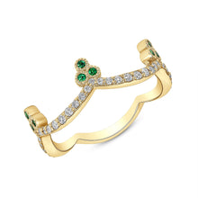 Load image into Gallery viewer, 14K Gold Diamond &amp; Emerald Crown Ring. GGDB-188Y-EMDD,  Color Stones, Color Stones, Belarino
