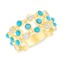 Load image into Gallery viewer, 14K Diamond &amp; Turquoise Bezel-set Ring. GDDB-218V4Y-TQDD,  Color Stones, , Belarino
