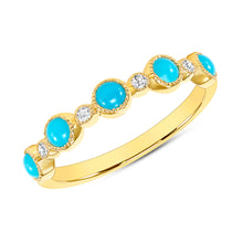 Load image into Gallery viewer, 14k Diamond and Turquoise Band. GGDB-104.1-TQD,  Color Stones, Color Stones, Belarino
