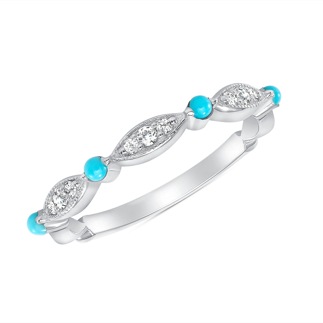 14K Diamond and Turquoise Bead & Eye Ring. GGDB-187-TQD,  Color Stones, Color Stones, Belarino