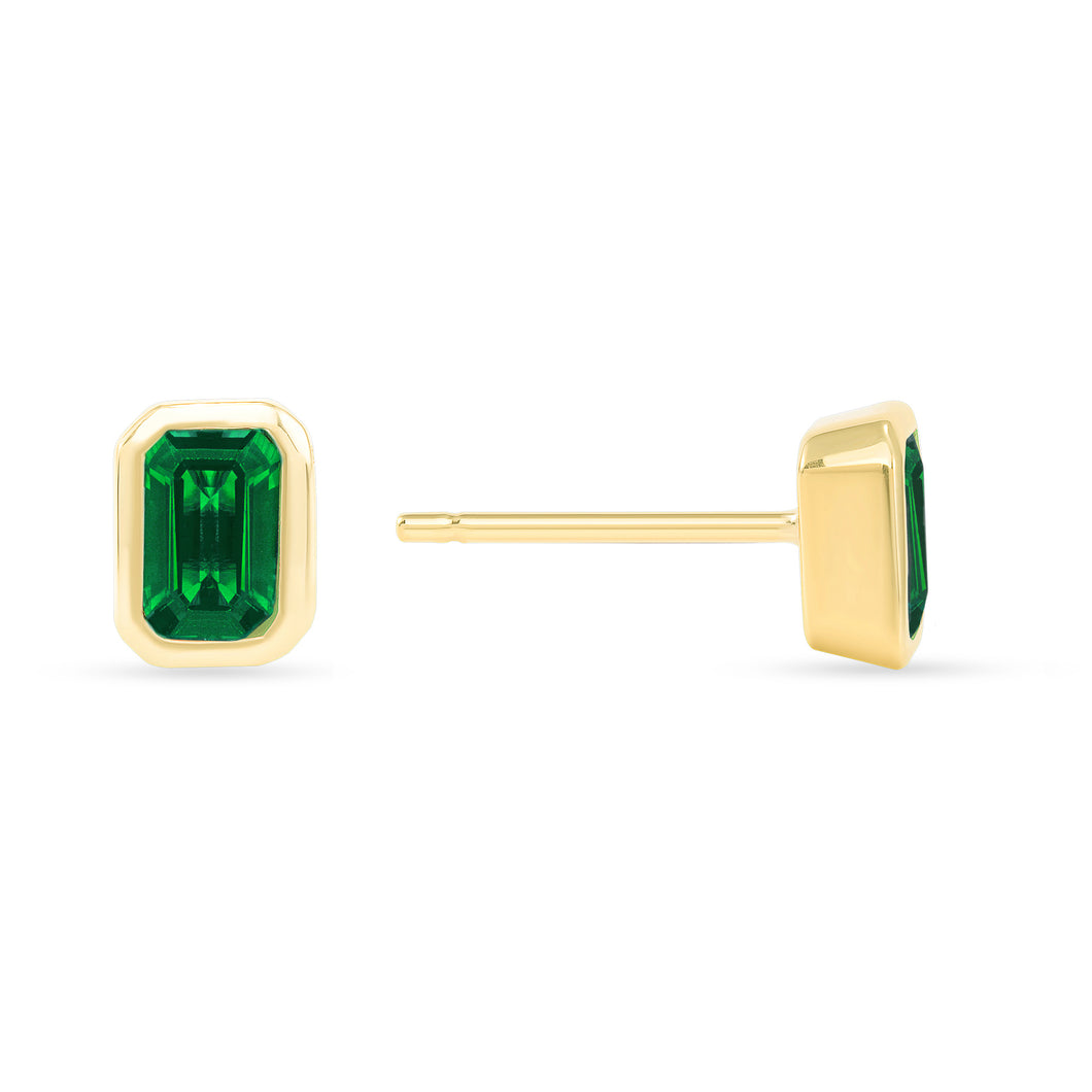 14K Gold Emerald Stud Earring. GGDE-139.3Y-EMF,  Earring, Earring, Belarino