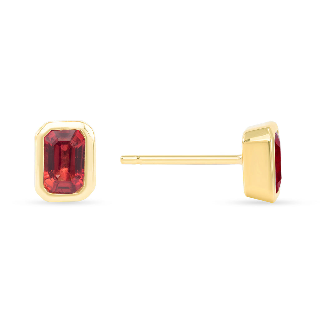 14K Gold Orange Sapphire Stud Earring. GGDE-139.3Y-OSF,  Earring, Earring, Belarino