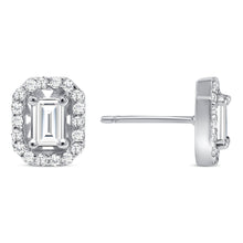 Load image into Gallery viewer, 14K Emerald-cut Diamond Halo Stud Earrings. GGDE-140.2-D,  Earring, Earring, Belarino
