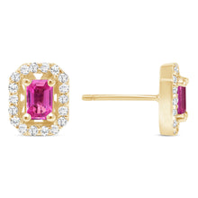 Load image into Gallery viewer, 14K Diamond &amp; Pink Sapphire Halo Stud Earrings. GGDE-140.2Y-PSD,  Earring, Earring, Belarino
