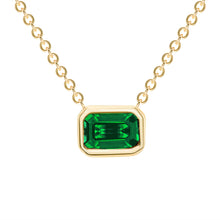 Load image into Gallery viewer, 14K Emerald Cut Emerald Bezel Necklace. GGDN-143Y-EMF,  Necklace, Necklace, Belarino
