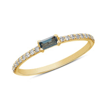 Load image into Gallery viewer, 14K Gold London Blue Topaz Baguette Stackable Ring/Minimal Dainty Band. GGDB-107Y-LBD,  Color Stones, Color Stones, Belarino
