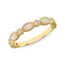 Load image into Gallery viewer, 14K Diamond &amp; Opal Bead &amp; Eye Bezel Ring/Stackable Ring. GGDB-161-OPDD,  Rings &amp; Stackable Bands, Color Stones, Rings &amp; Stackable Bands, Belarino
