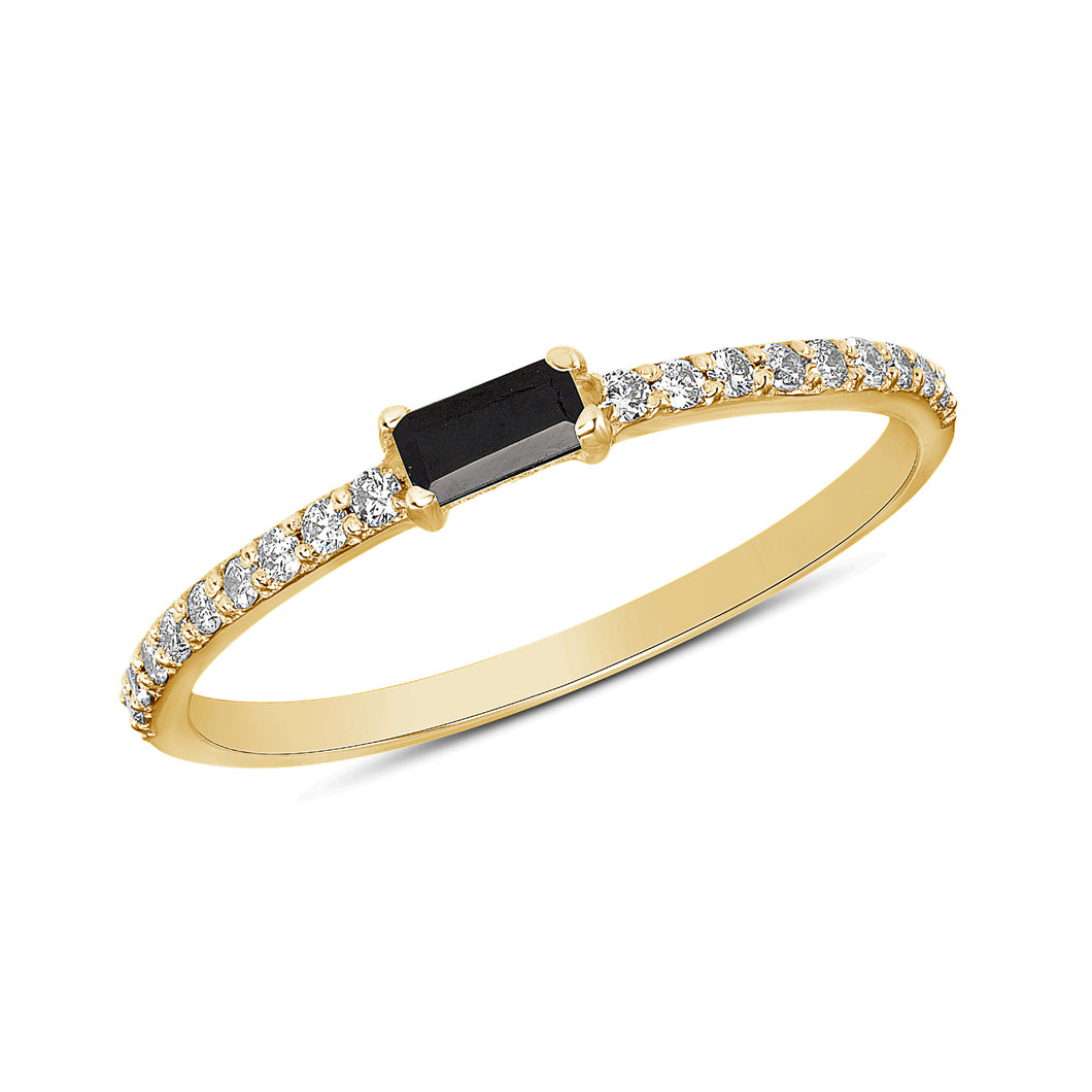 14K Gold Onyx Baguette Stackable Ring/Minimal Dainty Ring. GGDB-107Y-OND,  Color Stones, Color Stones, Belarino