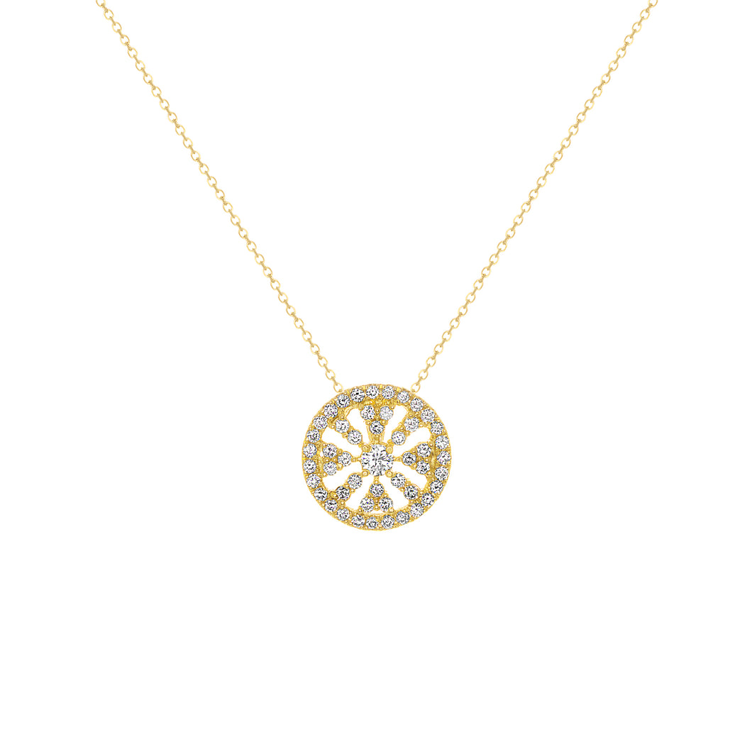 14K Gold Diamond Circle Pendant. GGDP-103.1Y-D,  Pendant, Pendant, Belarino
