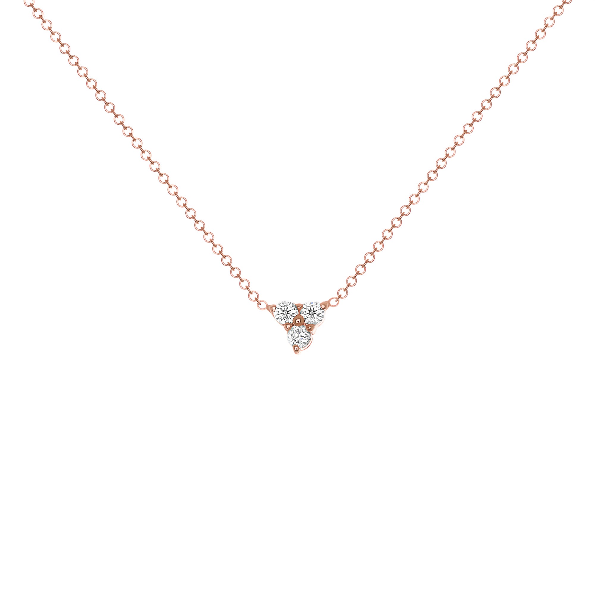 14K Gold Diamond Necklace/Three-stone Diamond Necklace/Trio Diamond Necklace. GGDN-43-D,  Necklace, Necklace, Belarino