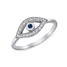Load image into Gallery viewer, 14K Diamond &amp; Blue Sapphire Evil-eye Ring. GGDB-222-BSD,  Rings &amp; Stackable Bands, Color Stones, colorstone rings, Belarino

