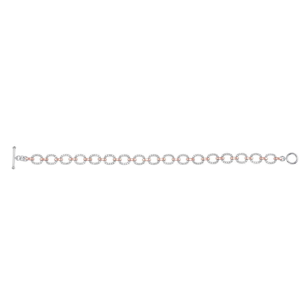 14K Gold Diamond Chain-Link Bracelet/Two Tone Bracelet GGDBR-100.2C2-D,  Bracelet, Bracelet, Belarino