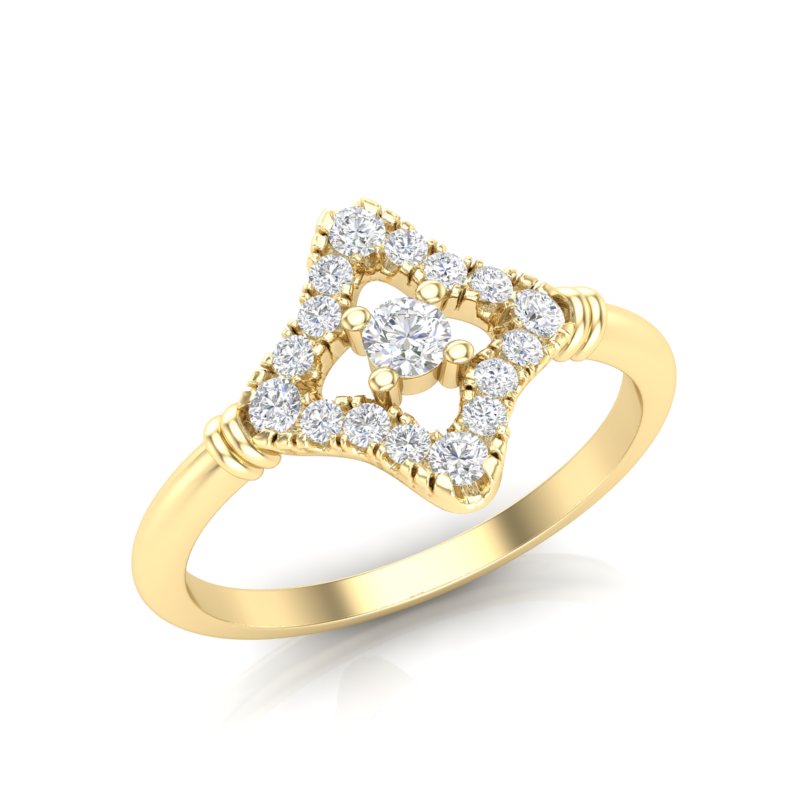 14k floral rhombus diamond engagement ring GGDB-224-D,  Rings & Stackable Bands, Diamond, Rings & Stackable Bands, Belarino