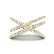 Load image into Gallery viewer, 14K Gold Diamond Criss-Cross Ring. GGDB-286-D,  Rings &amp; Stackable Bands, Diamond, Rings &amp; Stackable Bands, Belarino
