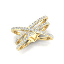 Load image into Gallery viewer, 14K Gold Diamond Criss-Cross Ring. GGDB-286-D,  Rings &amp; Stackable Bands, Diamond, Rings &amp; Stackable Bands, Belarino
