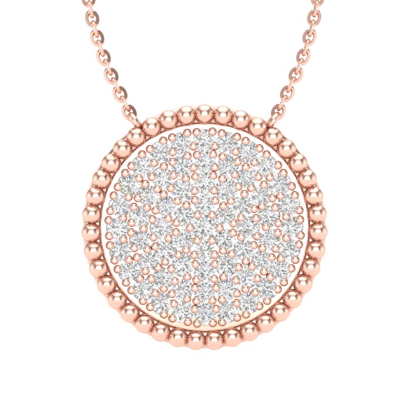 14K Diamond Necklace In Round Pave. GGDP-111-D,  Pendant, Pendant, Belarino