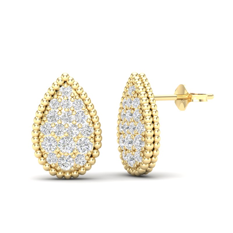 14k Gold Diamond Tear Drop Fashion Earring. GGDE-124-D,  Earring, Earring, Belarino