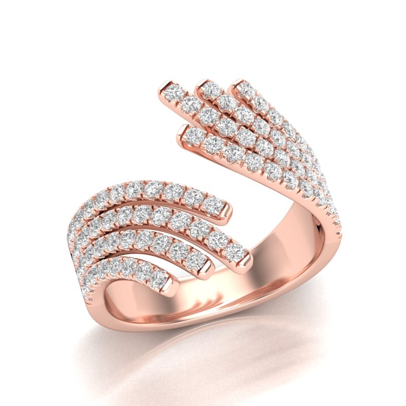 14K Gold Diamond Bypass Fahion Ring. GGDB-282-D,  Rings & Stackable Bands, Diamond, Belarino
